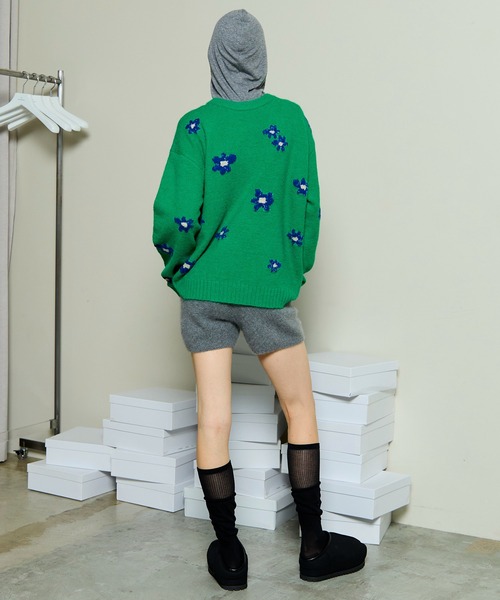 MAISON SPECIAL（メゾンスペシャル）の「Many Flower Knit Pullover/メニーフラワーニットプルオーバー（ニット/セーター・レディース・ブラック/グリーン/イエロー・FREE）」の15枚目の写真