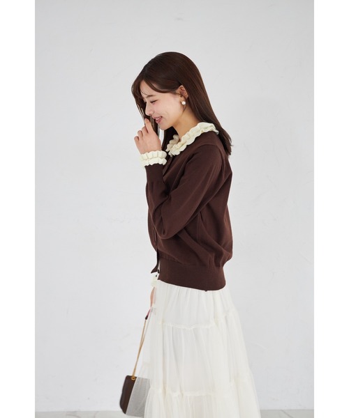 ZOZO限定】ネック×袖フリルニットカーディガン（ニット/セーター