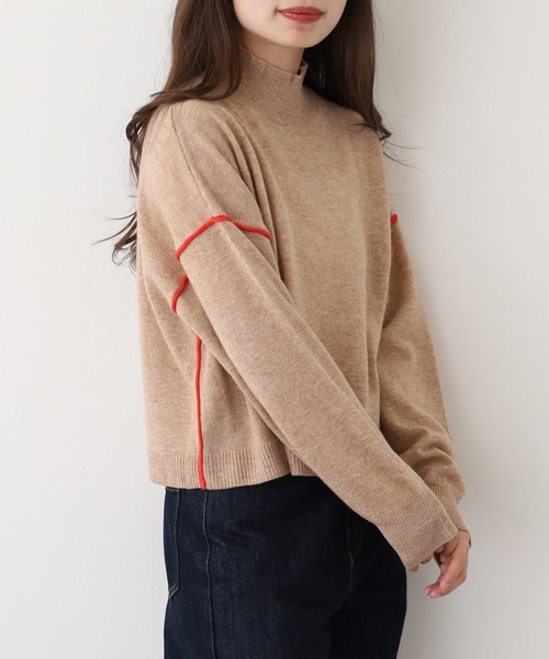 EGLANTINE(エグランティーヌ)の「EGLANTINE ウール100%ハイネックニット長袖(ニット/セーター・レディース・シルバーグレー/ネイビー/ベージュ・38)」の1枚目の写真