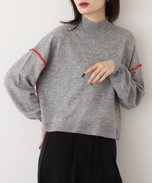 EGLANTINE(エグランティーヌ)の「EGLANTINE ウール100%ハイネックニット長袖(ニット/セーター・レディース・シルバーグレー/ネイビー/ベージュ・38)」の2枚目の写真