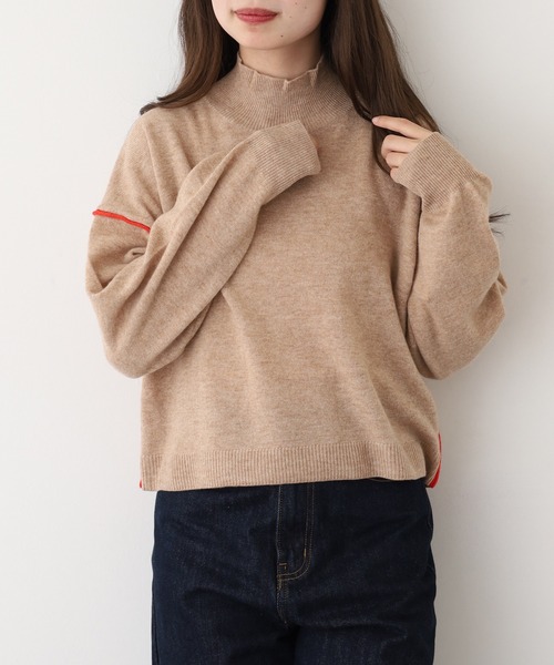 EGLANTINE(エグランティーヌ)の「EGLANTINE ウール100%ハイネックニット長袖(ニット/セーター・レディース・シルバーグレー/ネイビー/ベージュ・38)」の4枚目の写真