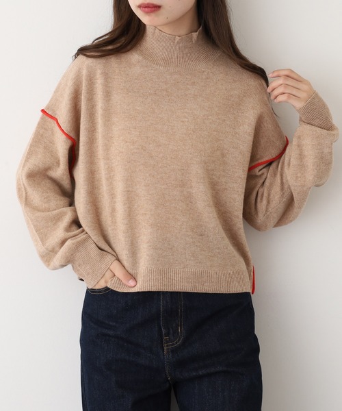 EGLANTINE(エグランティーヌ)の「EGLANTINE ウール100%ハイネックニット長袖(ニット/セーター・レディース・シルバーグレー/ネイビー/ベージュ・38)」の5枚目の写真