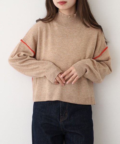 EGLANTINE(エグランティーヌ)の「EGLANTINE ウール100%ハイネックニット長袖(ニット/セーター・レディース・シルバーグレー/ネイビー/ベージュ・38)」の6枚目の写真