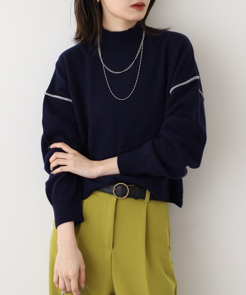 EGLANTINE(エグランティーヌ)の「EGLANTINE ウール100%ハイネックニット長袖(ニット/セーター・レディース・シルバーグレー/ネイビー/ベージュ・38)」の8枚目の写真