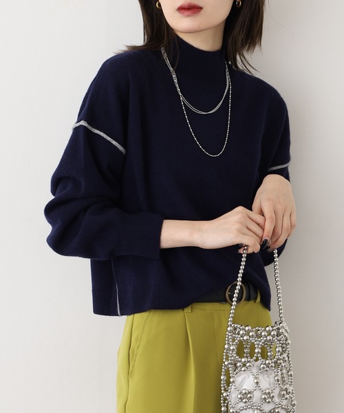 EGLANTINE(エグランティーヌ)の「EGLANTINE ウール100%ハイネックニット長袖(ニット/セーター・レディース・シルバーグレー/ネイビー/ベージュ・38)」の10枚目の写真