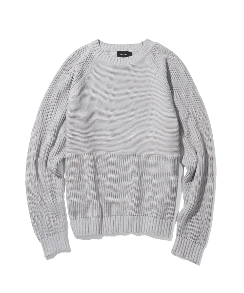 MASSNOUN(マスノウン)の「ハーフインシジョンオーバーサイズニットMFTNT002-GY(ニット/セーター・レディース・その他・LARGE/MEDIUM)」の1枚目の写真