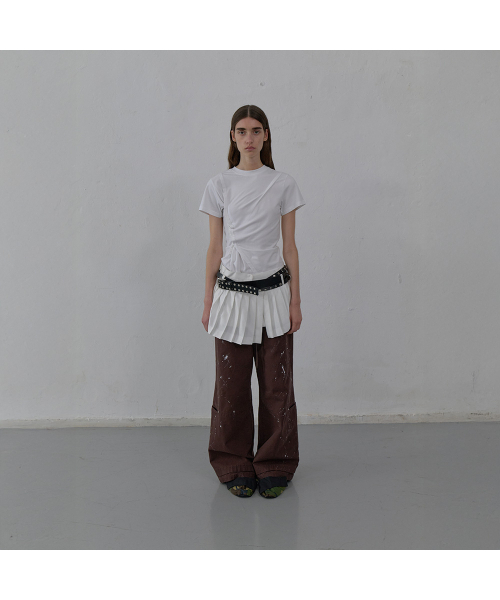 LCDC TM(エルシーディーシーティーエム)の「PAINT EFFECT WIDE-LEG TROUSERS (BROWN)(その他パンツ・レディース・その他・SMALL/MEDIUM)」の1枚目の写真