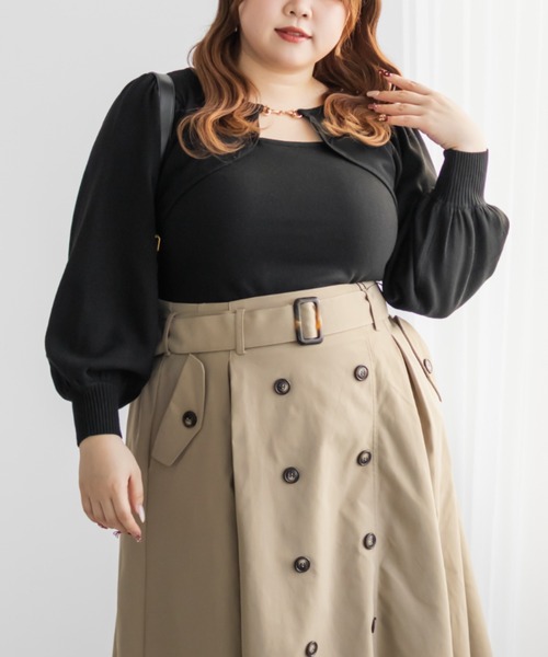 CLETTE(クレット)の「CLETTEオリジナルビットデザインニット(ニット/セーター・レディース・ブルー/ブラック/ピンク・LL/3L/4L)」の2枚目の写真