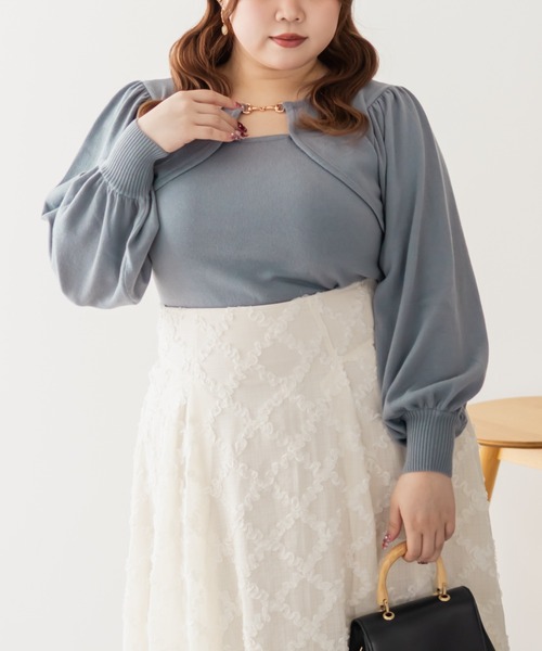CLETTE(クレット)の「CLETTEオリジナルビットデザインニット(ニット/セーター・レディース・ブルー/ブラック/ピンク・LL/3L/4L)」の8枚目の写真