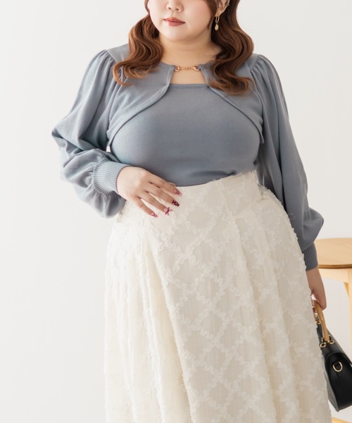CLETTE(クレット)の「CLETTEオリジナルビットデザインニット(ニット/セーター・レディース・ブルー/ブラック/ピンク・LL/3L/4L)」の9枚目の写真