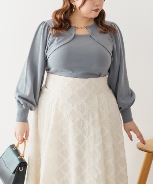 CLETTE(クレット)の「CLETTEオリジナルビットデザインニット(ニット/セーター・レディース・ブルー/ブラック/ピンク・LL/3L/4L)」の10枚目の写真