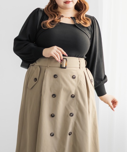 CLETTE(クレット)の「CLETTEオリジナルビットデザインニット(ニット/セーター・レディース・ブルー/ブラック/ピンク・LL/3L/4L)」の4枚目の写真