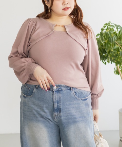 CLETTE(クレット)の「CLETTEオリジナルビットデザインニット(ニット/セーター・レディース・ブルー/ブラック/ピンク・LL/3L/4L)」の15枚目の写真