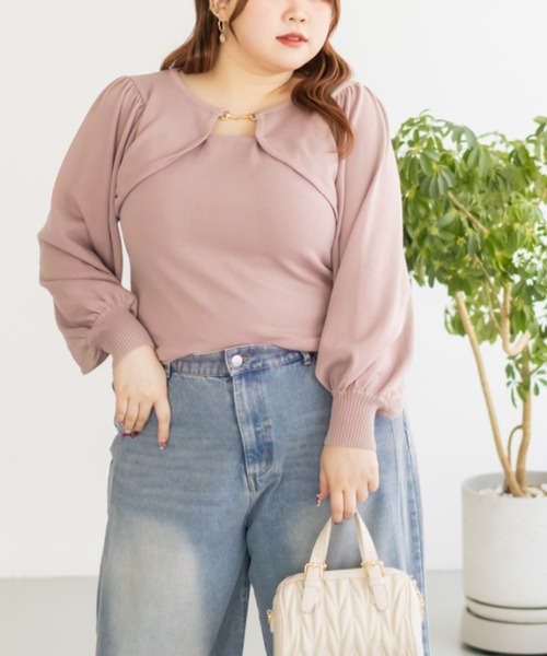 CLETTE(クレット)の「CLETTEオリジナルビットデザインニット(ニット/セーター・レディース・ブルー/ブラック/ピンク・LL/3L/4L)」の14枚目の写真