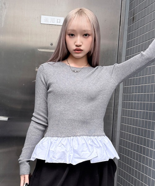 DAESE TOKYO(デセトウキョウ)の「『DAESE TOKYO/デセトウキョウ』ペプラムフリルプルオーバー(Tシャツ/カットソー・レディース・アイボリー/ブラック/杢グレー・FREE)」の10枚目の写真