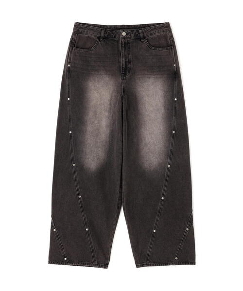 NOT4NERD(ノットフォーナード)の「NOT4NERD/ノットフォーナード/Stud Incision Curved Denim Pants(デニムパンツ・メンズ・ブラック/ブルー・M/XL/L)」の12枚目の写真