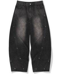NOT4NERD（ノットフォーナード）の「NOT4NERD/ノットフォーナード/Stud Incision Curved Denim Pants（デニムパンツ）」