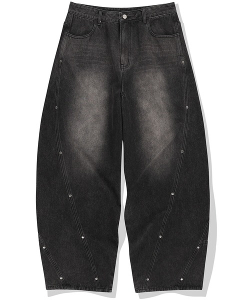 NOT4NERD(ノットフォーナード)の「NOT4NERD/ノットフォーナード/Stud Incision Curved Denim Pants(デニムパンツ・メンズ・ブラック/ブルー・M/XL/L)」の2枚目の写真