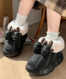 Y2Kガーリー レトロ厚底もこもこハイカットスノーブーツ/ショートブーツ(秋冬新作)