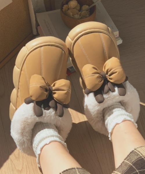 gossip！ロサンゼルス（ゴシップロサンゼルス）の「Y2Kガーリー レトロ厚底もこもこハイカットスノーブーツ／ショートブーツ（秋冬新作）（ブーツ・レディース・ライトブラウン/オフホワイト/ブラック・S/L/M）」の16枚目の写真
