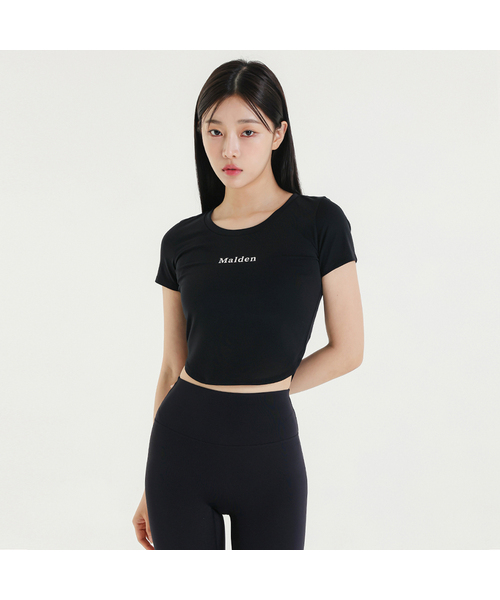 MALDEN(モールデン)の「コットンライク クロップショートスリーブ(Tシャツ/カットソー・レディース・ブラック/ホワイト/チャコール・SMALL/MEDIUM/LARGE)」の1枚目の写真