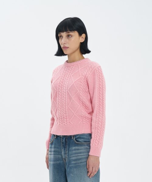 BLOND9（ブロンドナイン）の「フィッシャーマンケーブルウールニットセーター_ピンクローズ（ニット/セーター・レディース・その他・MEDIUM/SMALL）」の2枚目の写真