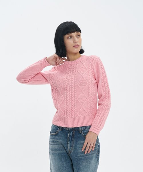 BLOND9（ブロンドナイン）の「フィッシャーマンケーブルウールニットセーター_ピンクローズ（ニット/セーター・レディース・その他・MEDIUM/SMALL）」の3枚目の写真