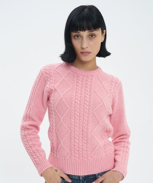 BLOND9（ブロンドナイン）の「フィッシャーマンケーブルウールニットセーター_ピンクローズ（ニット/セーター・レディース・その他・MEDIUM/SMALL）」の4枚目の写真