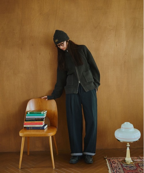 BROKEN BASE（ブロークンベース）の「Inside Check Drivers Knit / インサイドチェックドライバーズニット（ニット/セーター・メンズ・チャコールグレー/ネイビー・MEDIUM/LARGE）」の18枚目の写真