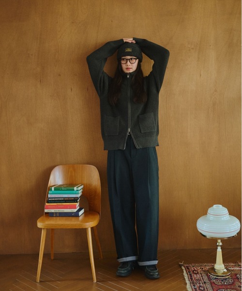 BROKEN BASE（ブロークンベース）の「Inside Check Drivers Knit / インサイドチェックドライバーズニット（ニット/セーター・メンズ・チャコールグレー/ネイビー・MEDIUM/LARGE）」の19枚目の写真