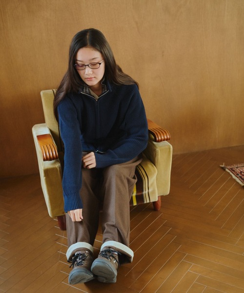 BROKEN BASE（ブロークンベース）の「Inside Check Drivers Knit / インサイドチェックドライバーズニット（ニット/セーター・メンズ・チャコールグレー/ネイビー・MEDIUM/LARGE）」の3枚目の写真