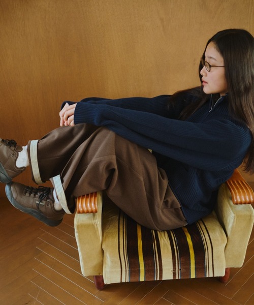 BROKEN BASE（ブロークンベース）の「Inside Check Drivers Knit / インサイドチェックドライバーズニット（ニット/セーター・メンズ・チャコールグレー/ネイビー・MEDIUM/LARGE）」の4枚目の写真