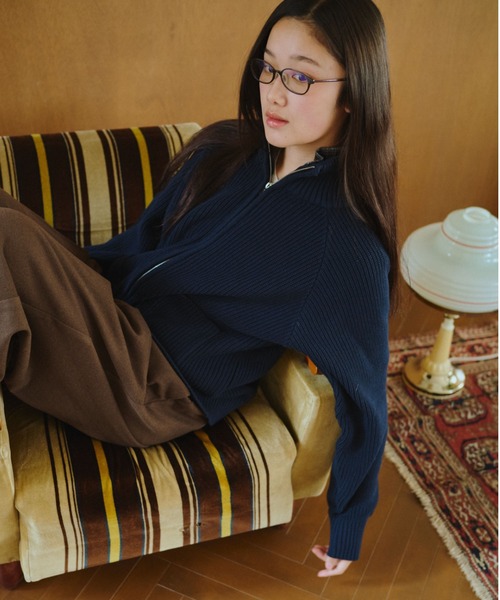 BROKEN BASE（ブロークンベース）の「Inside Check Drivers Knit / インサイドチェックドライバーズニット（ニット/セーター・メンズ・チャコールグレー/ネイビー・MEDIUM/LARGE）」の5枚目の写真