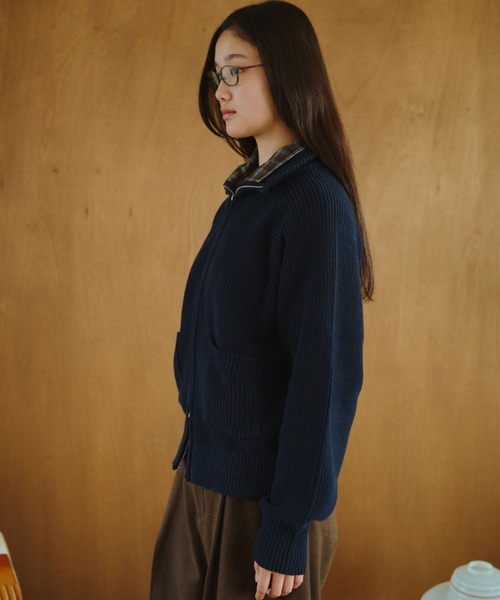 BROKEN BASE（ブロークンベース）の「Inside Check Drivers Knit / インサイドチェックドライバーズニット（ニット/セーター・メンズ・チャコールグレー/ネイビー・MEDIUM/LARGE）」の9枚目の写真