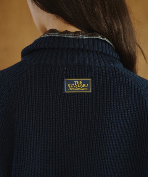 BROKEN BASE（ブロークンベース）の「Inside Check Drivers Knit / インサイドチェックドライバーズニット（ニット/セーター・メンズ・チャコールグレー/ネイビー・MEDIUM/LARGE）」の11枚目の写真