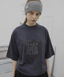オーバーサイズヒップホップダンススタジオハートグラフィック半袖Tシャツ_チャコール