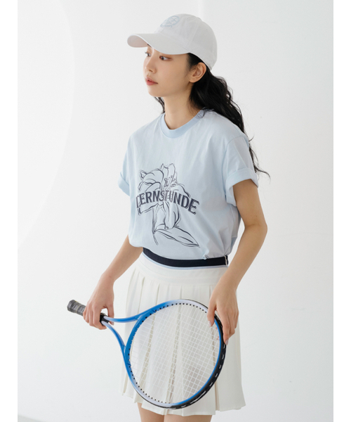 NITINA(ニティナ)の「オーガニックシルケットプリントTシャツ S/BL(Tシャツ/カットソー・レディース・スカイブルー・FREE)」の2枚目の写真