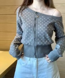 STAY MOTION | 【WEB限定】ドット柄ワンショルニットトップス［韓国ファッション ガーリー］≪新作≫(ニット/セーター)