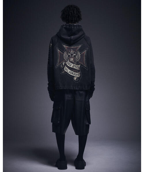 DANKE SCHON(ダンケシェーン)の「DankeSchon/ダンケシェーン/490 CHEMICAL ZIP HOODIE IRONCROSS(パーカー・レディース・ブラック・L/M)」の13枚目の写真