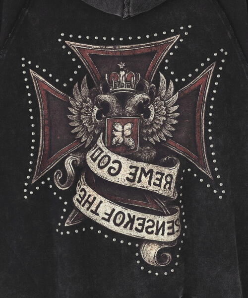 DANKE SCHON(ダンケシェーン)の「DankeSchon/ダンケシェーン/490 CHEMICAL ZIP HOODIE IRONCROSS(パーカー・レディース・ブラック・L/M)」の6枚目の写真