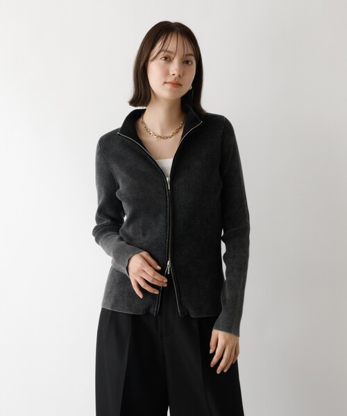 abahouse mavie(アバハウスマヴィ)の「Wジップリブハイネックカーデ(カーディガン/ボレロ・レディース・ネイビー/ブラック・フリー)」の9枚目の写真