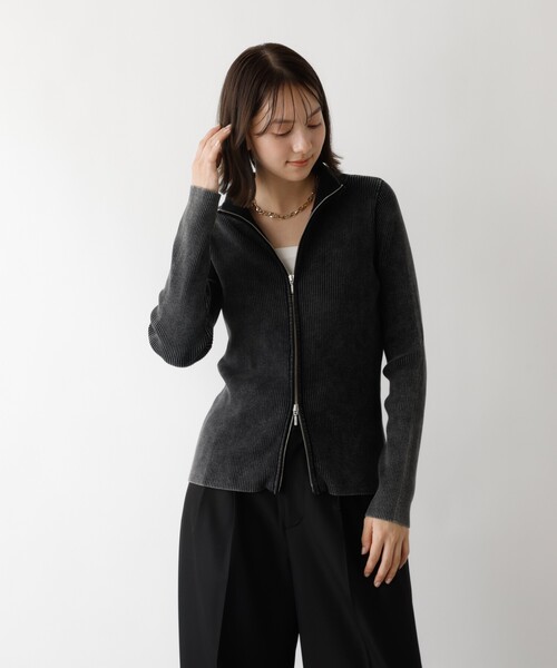 abahouse mavie(アバハウスマヴィ)の「Wジップリブハイネックカーデ(カーディガン/ボレロ・レディース・ネイビー/ブラック・フリー)」の10枚目の写真