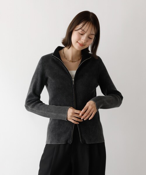 abahouse mavie(アバハウスマヴィ)の「Wジップリブハイネックカーデ(カーディガン/ボレロ・レディース・ネイビー/ブラック・フリー)」の12枚目の写真