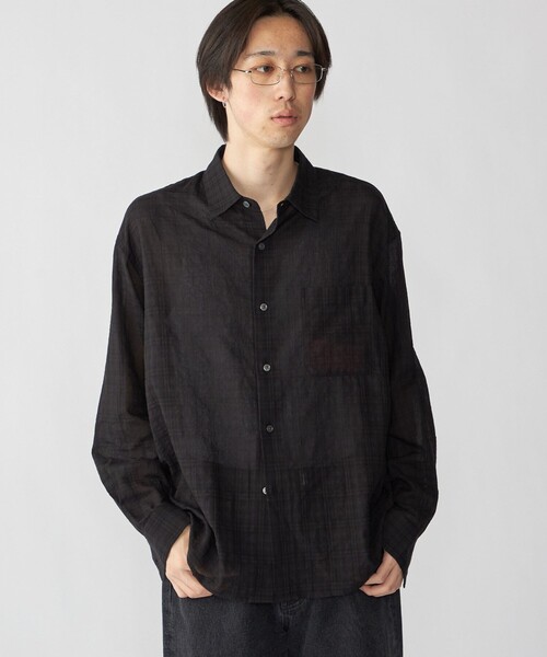 City Ambient Products（シティアンビエントプロダクツ）の「City Ambient Products: レギュラー ボイル チェック ロング スリーブ シャツ（シャツ/ブラウス・メンズ・ブラック/ネイビー・LARGE/MEDIUM/SMALL）」の2枚目の写真