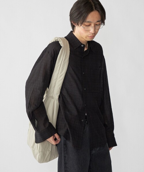 City Ambient Products（シティアンビエントプロダクツ）の「City Ambient Products: レギュラー ボイル チェック ロング スリーブ シャツ（シャツ/ブラウス・メンズ・ブラック/ネイビー・LARGE/MEDIUM/SMALL）」の4枚目の写真