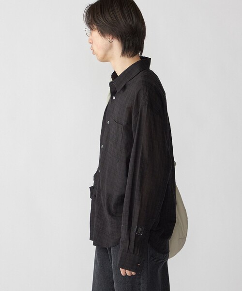 City Ambient Products（シティアンビエントプロダクツ）の「City Ambient Products: レギュラー ボイル チェック ロング スリーブ シャツ（シャツ/ブラウス・メンズ・ブラック/ネイビー・LARGE/MEDIUM/SMALL）」の5枚目の写真