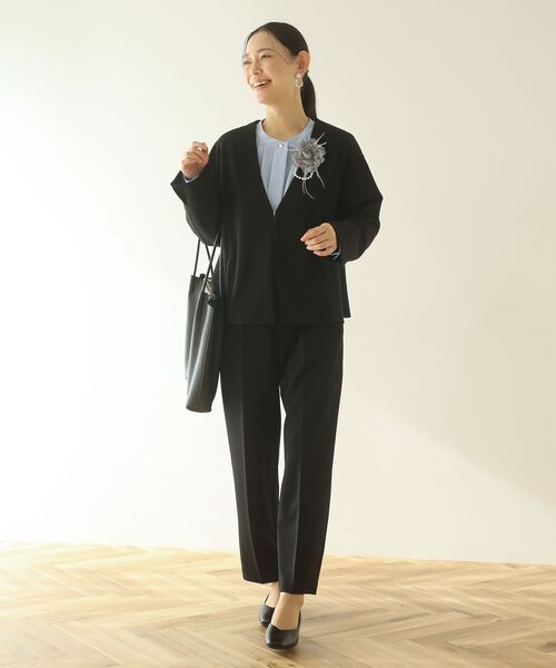 Green　Parks（グリーンパークス）の「O.洗えてストレッチ ノーカラージャケット（テーラードジャケット・レディース・ライトベージュ/ブラック・L/M）」の6枚目の写真