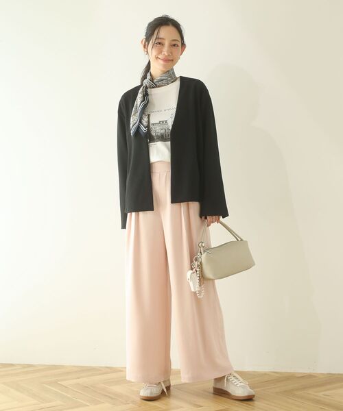 Green　Parks（グリーンパークス）の「O.洗えてストレッチ ノーカラージャケット（テーラードジャケット・レディース・ライトベージュ/ブラック・L/M）」の14枚目の写真