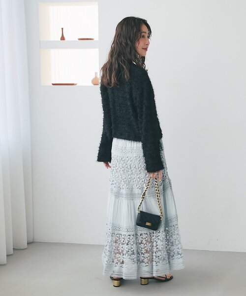 La boutique BonBon（ラブティックボンボン）の「【人気カラー追加決定！やわらかくて着心地◎】フェザーカットソージャケットカーデ（ノーカラージャケット・レディース・ブラック/ピンク/オフホワイト・FREE）」の6枚目の写真