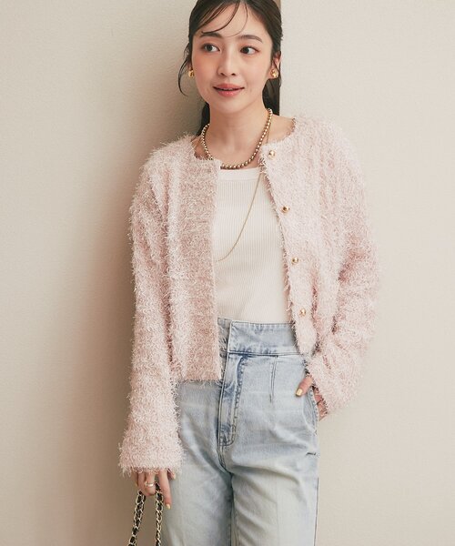 La boutique BonBon(ラブティックボンボン)の「【やわらかくて着心地◎】フェザーカットソージャケットカーデ(ノーカラージャケット・レディース・ブラック/ピンク/オフホワイト・FREE)」の14枚目の写真